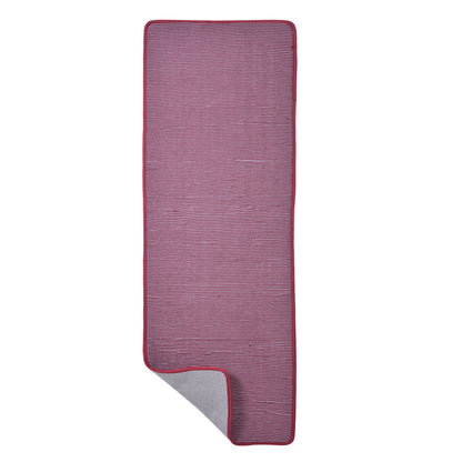 Cosmorugs Antiskid Cotton Yoga Mats Maroon and Grey Lines 12mm Thick