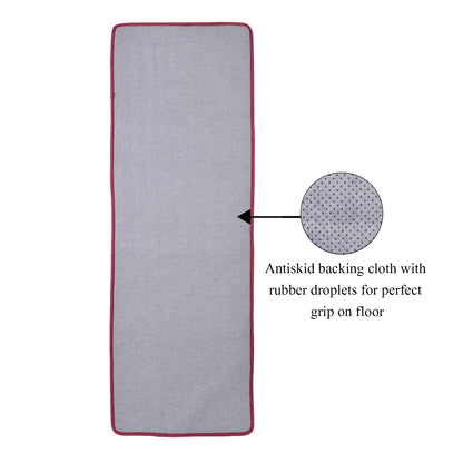 Cosmorugs Antiskid Cotton Yoga Mats Maroon and Grey Lines 12mm Thick