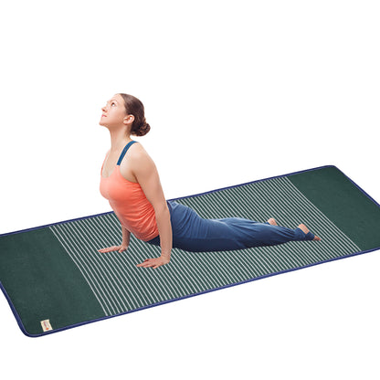 Cosmorugs Antiskid Cloth backing Cotton Yoga Mats Green with Grey Line