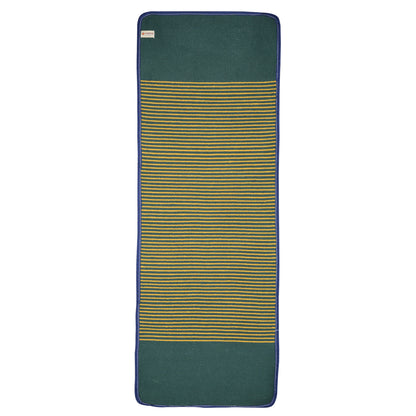 Cosmorugs Antiskid Cotton Yoga Mats I Green and Yellow Lines 6mm Thick