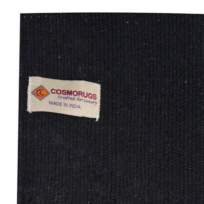 Cosmorugs Antiskid Cotton Yoga Mats Rubber Backed Black Grey 4mm Thick