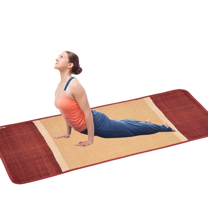 Cosmorugs Antiskid Cotton Yoga Mats 8mm Thick Maroon and Beige Colors