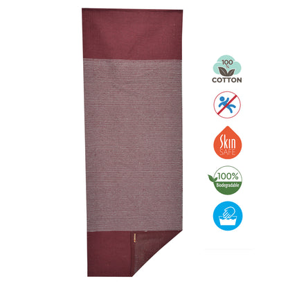 Cosmorugs Antiskid Cotton Yoga Mat Rubber Backed Maroon Grey 4mm Thick