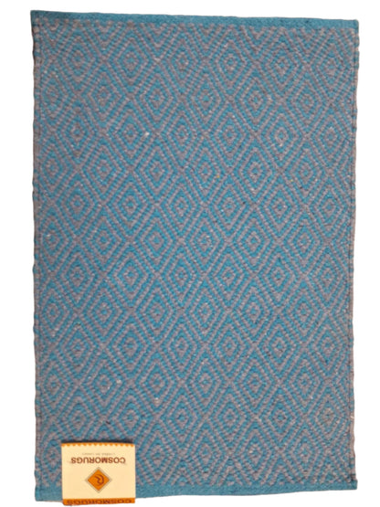 Cosmorugs Designer Light Blue and Grey Color Diamond Design Door Mats