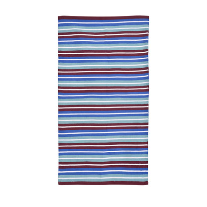 Cosmorugs Cotton Pet  Mats 4x3 feet Maroon, White, Blue and Light Blue Color Stripes