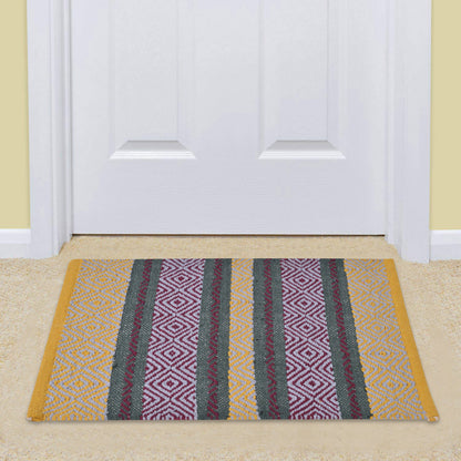 Cosmorugs Crafted for Luxury Premium Cotton Door Mat Yellow and Maroon