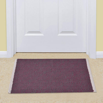 Cosmorugs Crafted for Luxury Premium Cotton Door Mat in Maroon & Green