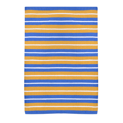 Cosmorugs Cotton Door Mats Striped Blue and Yellow with White Line Mat