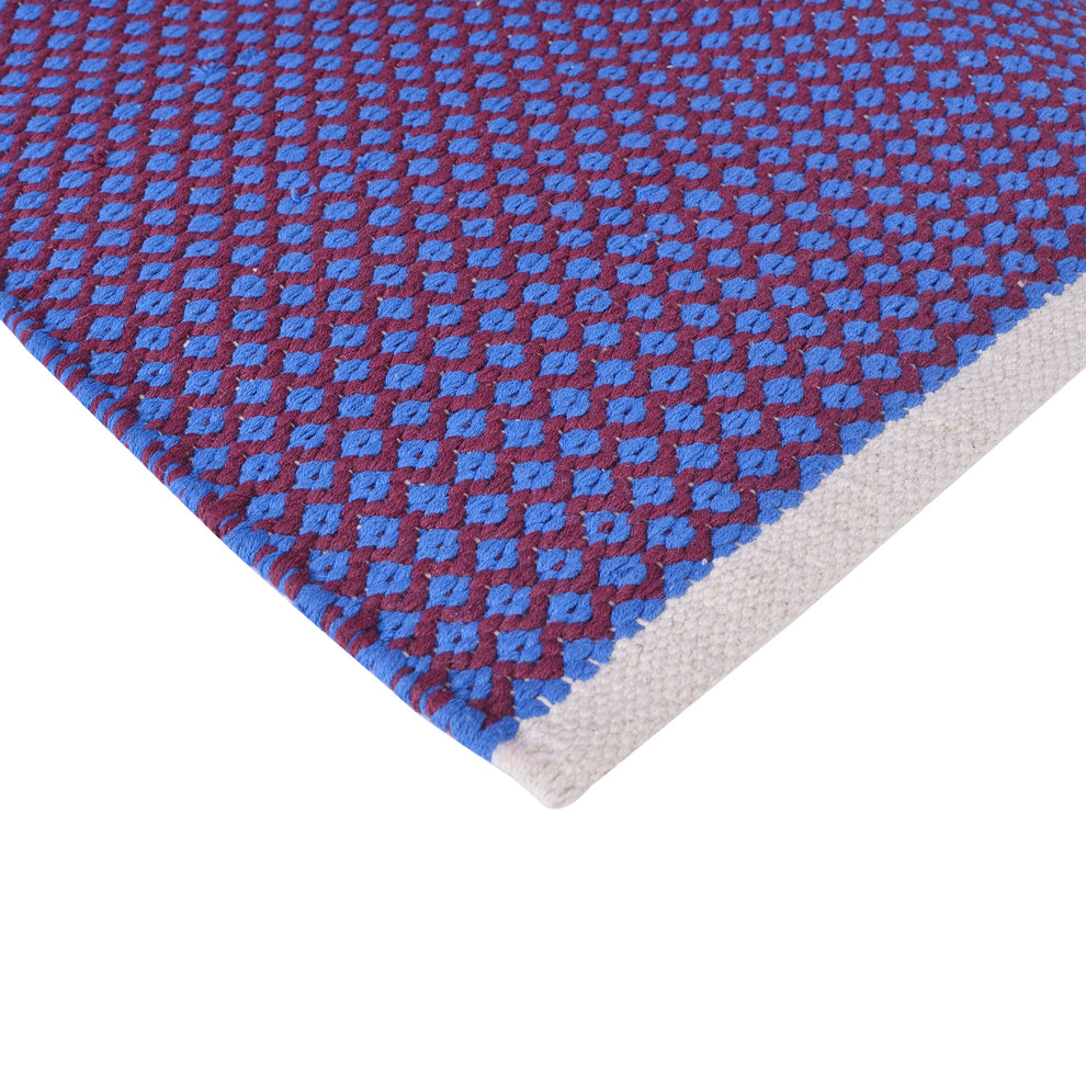 COSMORUGS Handmade Cotton Designer Bed Side Runner Maroon & Blue Color