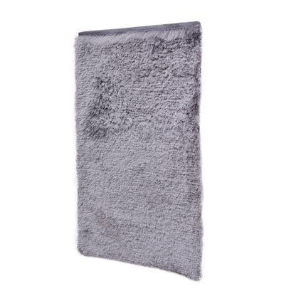 Cosmorugs Cotton Bed Side Runner Silver with 1-Inch Polyester Yarn Fur