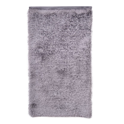 Cosmorugs Cotton Bed Side Runner Silver with 1-Inch Polyester Yarn Fur