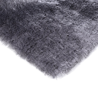 Cosmorugs Cotton Bed Side Runner Silver with 1-Inch Polyester Yarn Fur