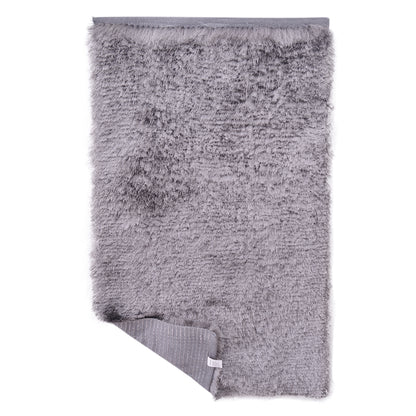 Cosmorugs Cotton Bed Side Runner Silver with 1-Inch Polyester Yarn Fur