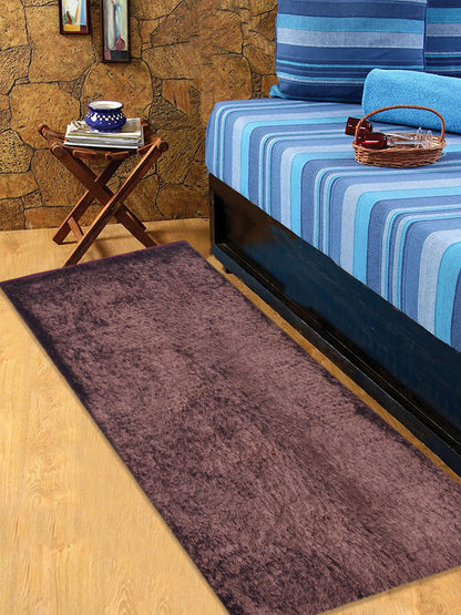 Cosmorugs Brown Cotton Bed Side Runners 1-Inch Long Polyester Yarn Fur