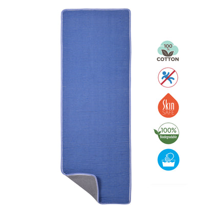 Cosmorugs Antiskid Cotton Cushion Yoga Mats & 12mm Thick Blue and Grey