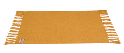 Cosmorugs Handwoven Cotton Puja Mats Yellow Color 2x2 Ft 4mm Thickness