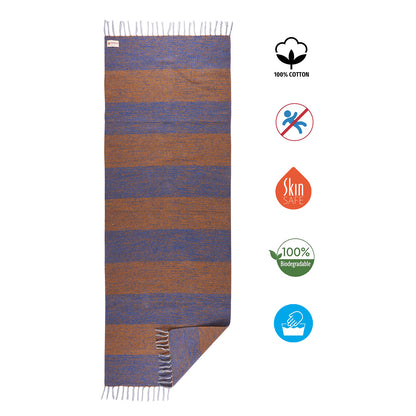 Cosmorugs Cotton Striped Yoga Mat Blue and Maroon Mixed Color Open End