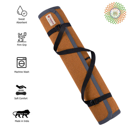 Cosmorugs Antiskid Rubber Backing Cotton Yoga Mat with Alignment Line