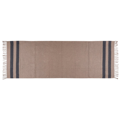 Cosmorugs Cotton Yoga Mat Beige with Black Horizontal Stripes Open End