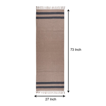 Cosmorugs Cotton Yoga Mat Beige with Black Horizontal Stripes Open End
