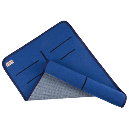 Cosmorugs Blue Cloth Backed Yoga Mat with Black Grip Lines