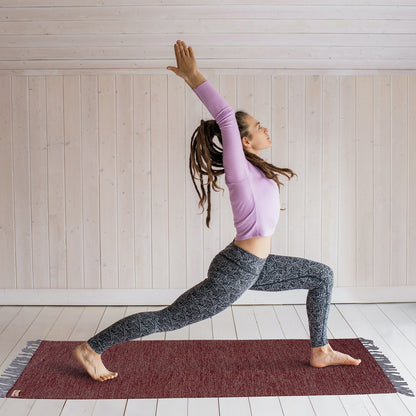 Cosmorugs Cotton Yoga Mats Mix of Maroon and Beige Color with Open End