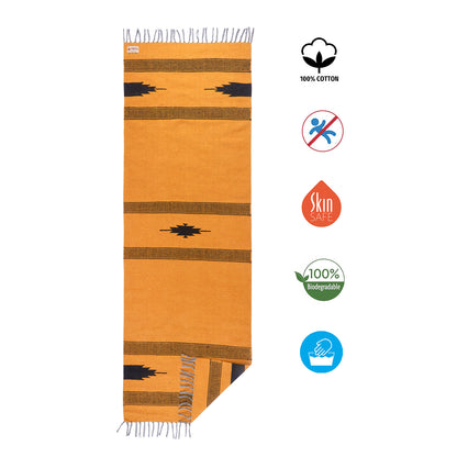 Cosmorugs Cotton Yoga Mat – Hand Design 3mm Thick Durable Yellow/Black