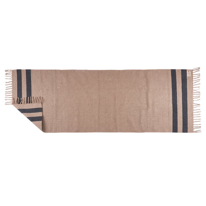 Cosmorugs Cotton Yoga Mat Beige with Black Horizontal Stripes Open End