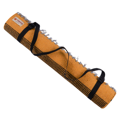 Cosmorugs Cotton Yoga Mat – Hand Design 3mm Thick Durable Yellow/Black