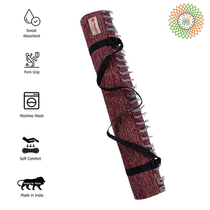Cosmorugs Cotton Yoga Mats Mix of Maroon and Beige Color with Open End